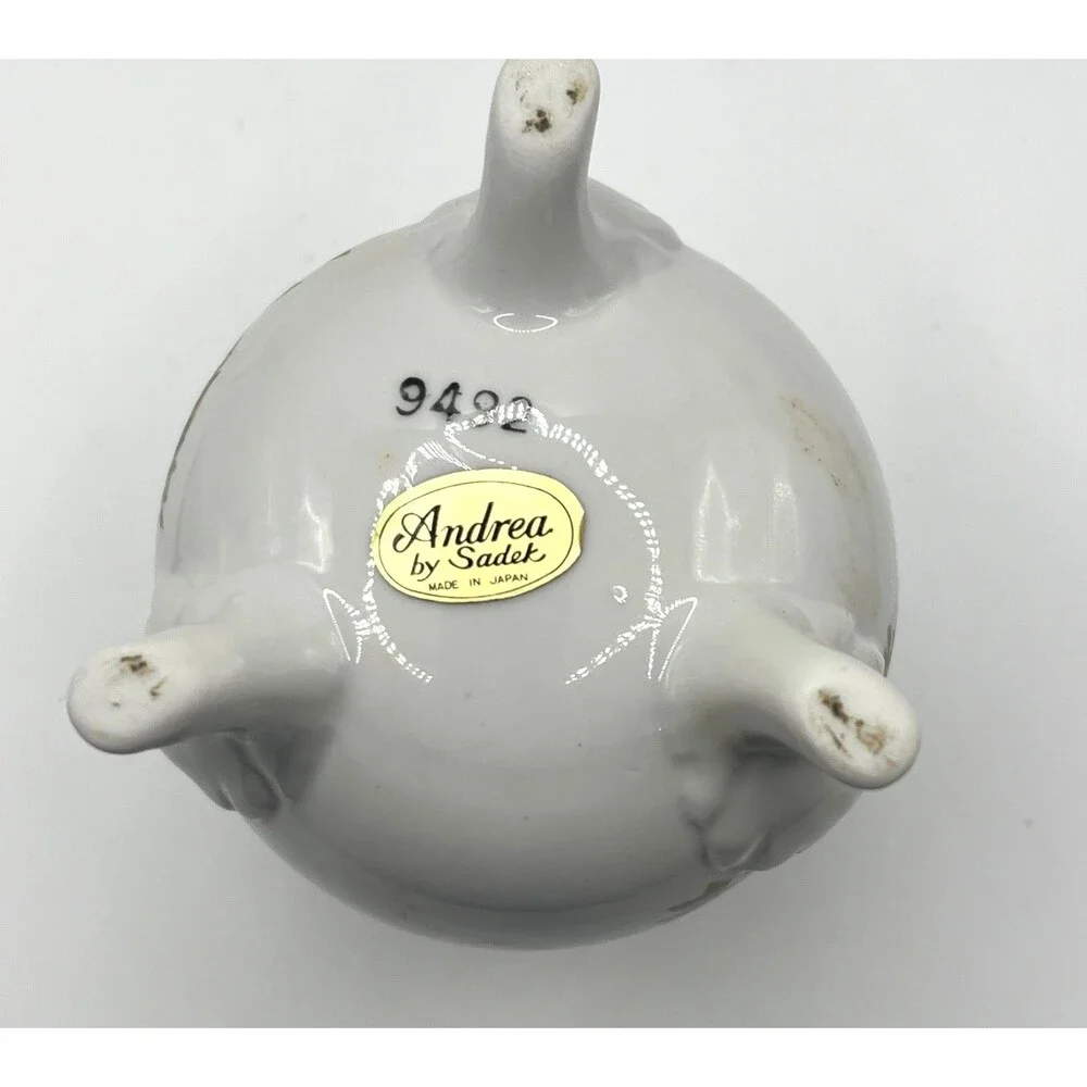 Vtg Andrea by Sadek 3-Footed Porcelain Egg-Shaped Vase 9492 Japan Birds 4.25